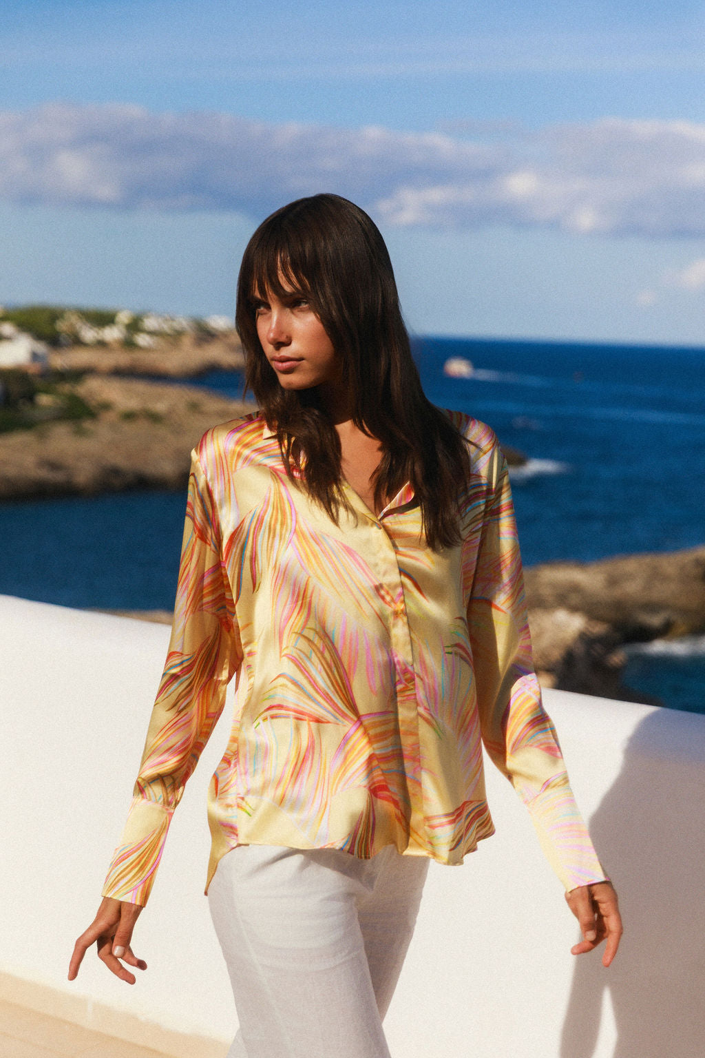 Daria French Cuff Silk Blouse - Palma De Mallorca