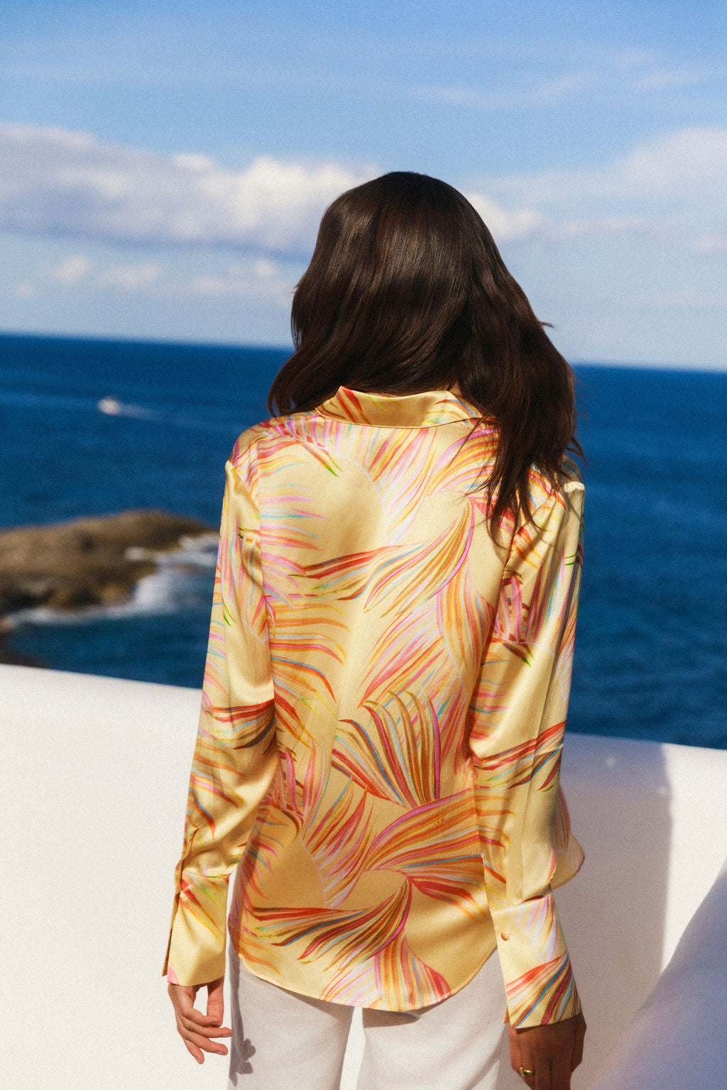 Daria French Cuff Silk Blouse - Palma De Mallorca