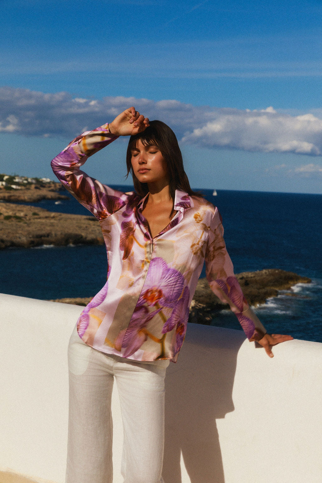 Daria French Cuff Silk Blouse - Lavender Orchid