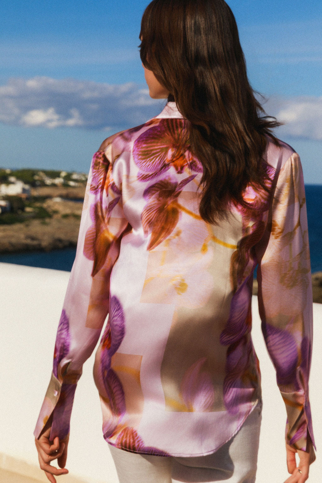 Daria French Cuff Silk Blouse - Lavender Orchid