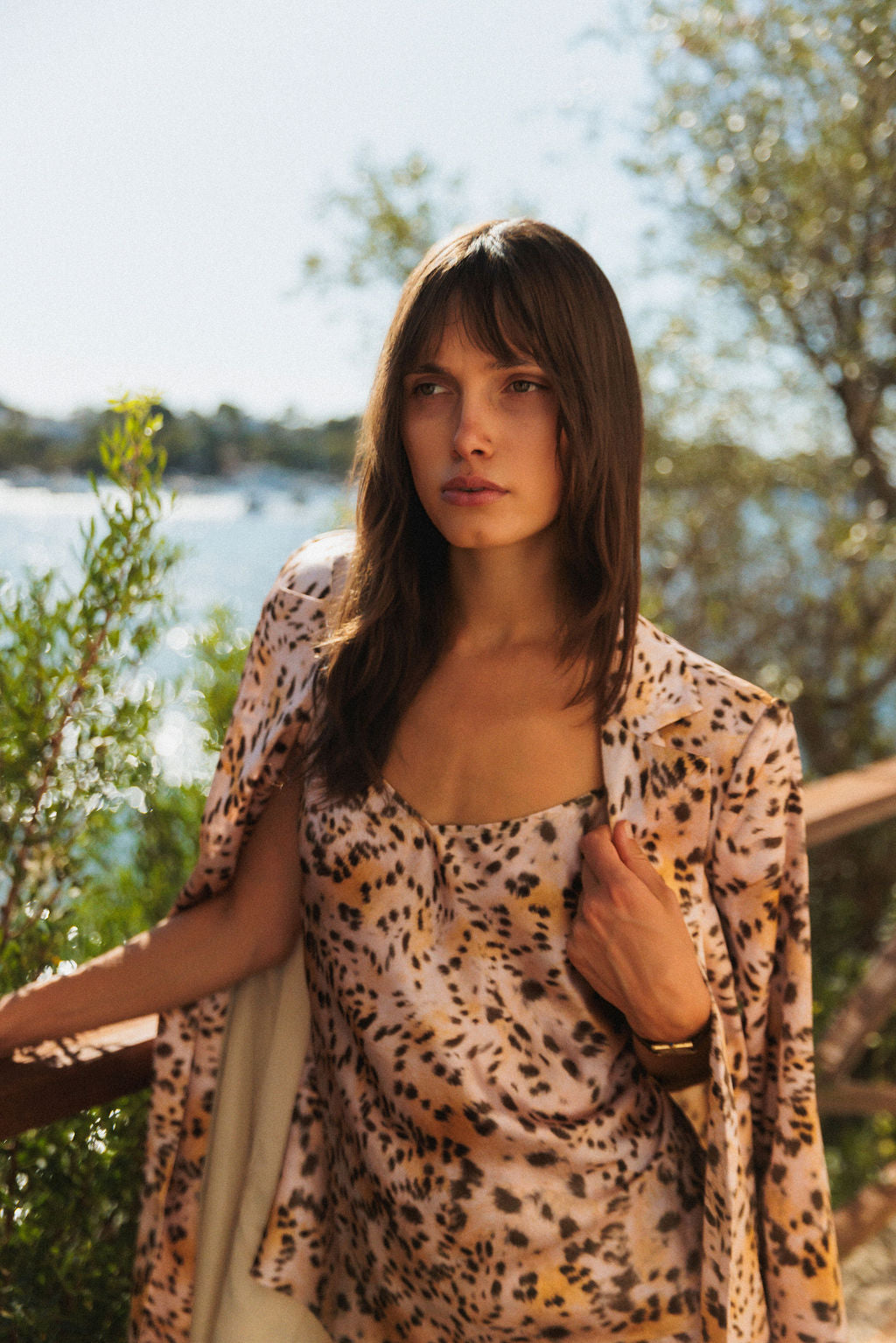 Long Silk Coat - Blush Leopard