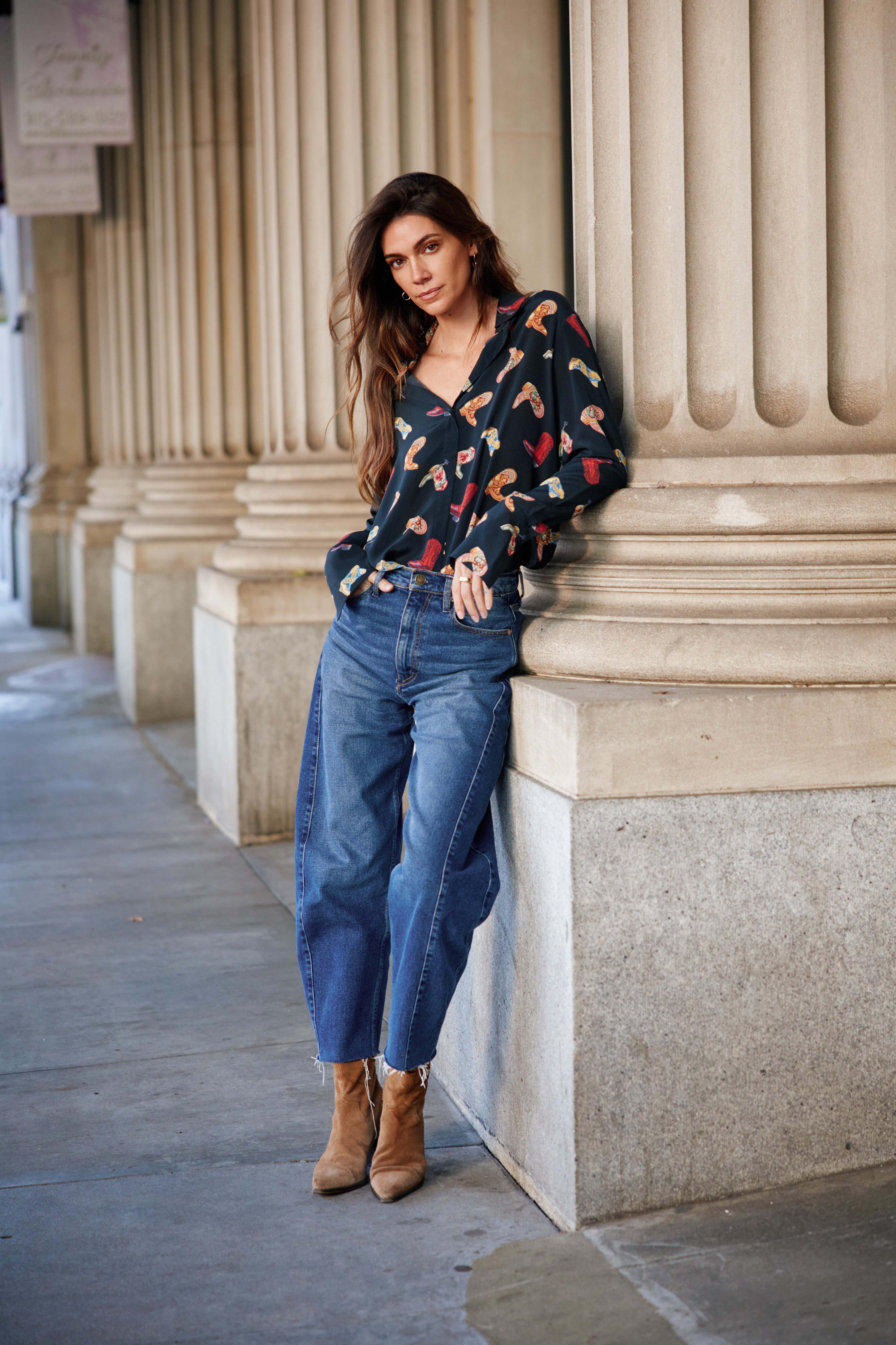 Daria French Cuff Silk Blouse - Boots