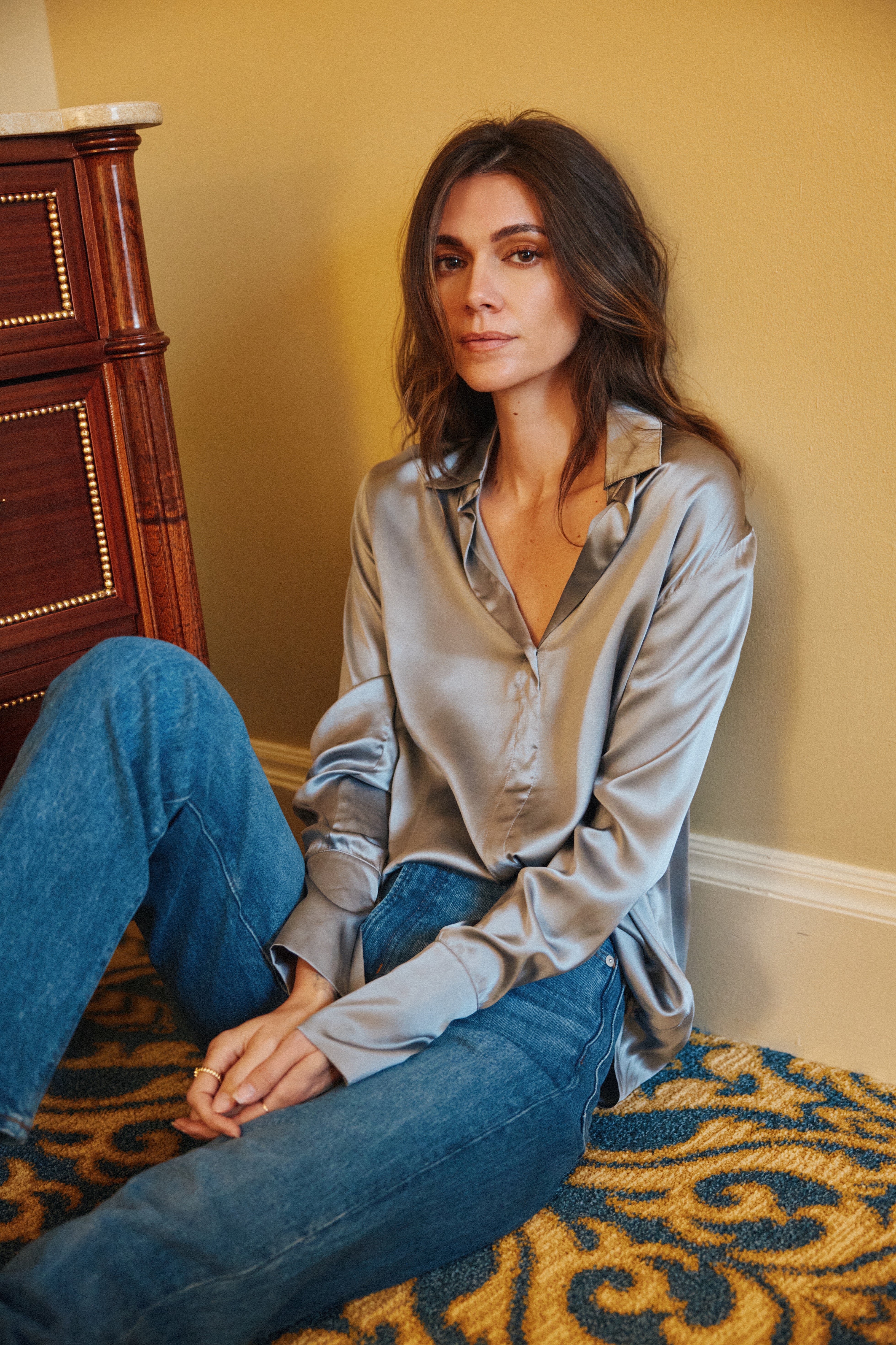 Daria French Cuff Silk Blouse - Sharkskin