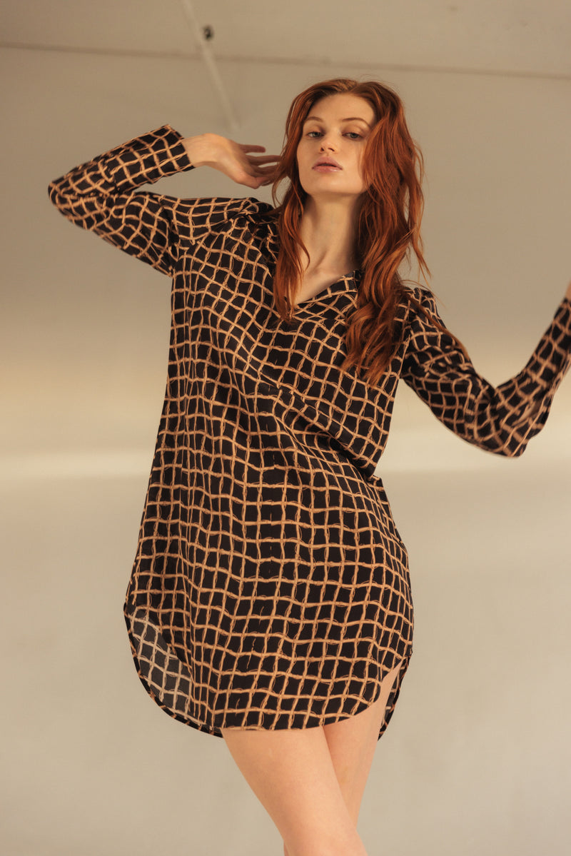 Daria Silk Shirt Dress - Recoleta
