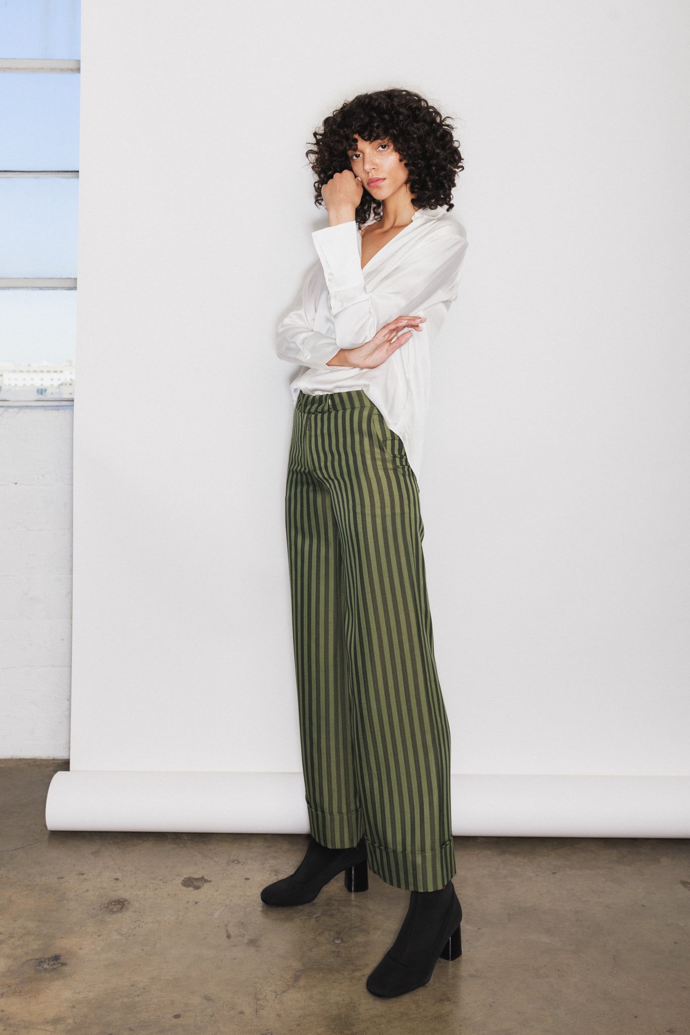 Daria French Cuff Silk Blouse - White