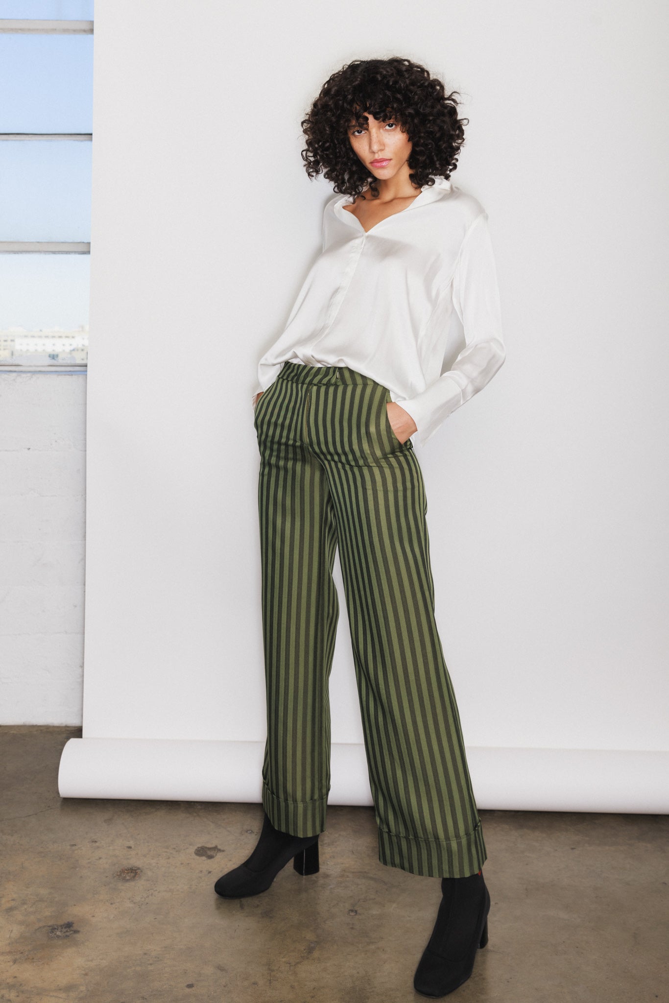 Daria French Cuff Silk Blouse - White