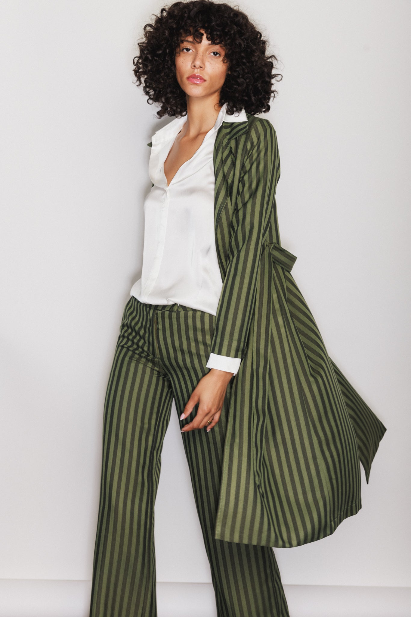 Daria French Cuff Silk Blouse - White