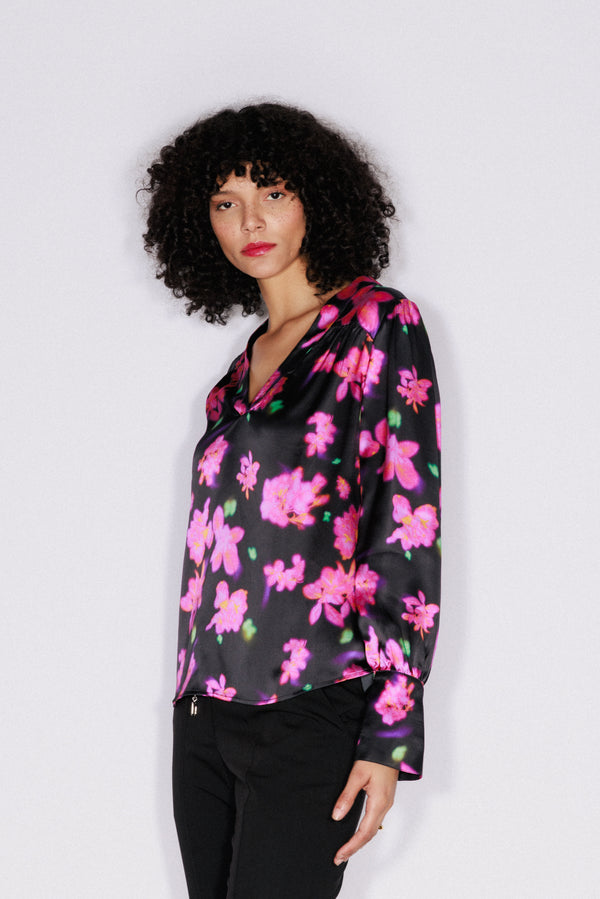 Zaria Blouse - Neon Flower