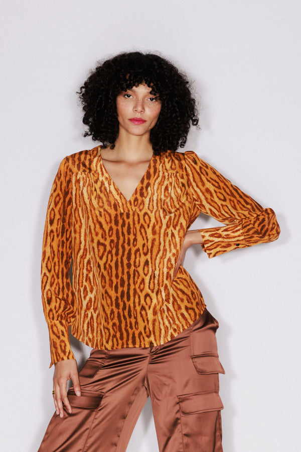 Zaria Blouse - Warm Leopard