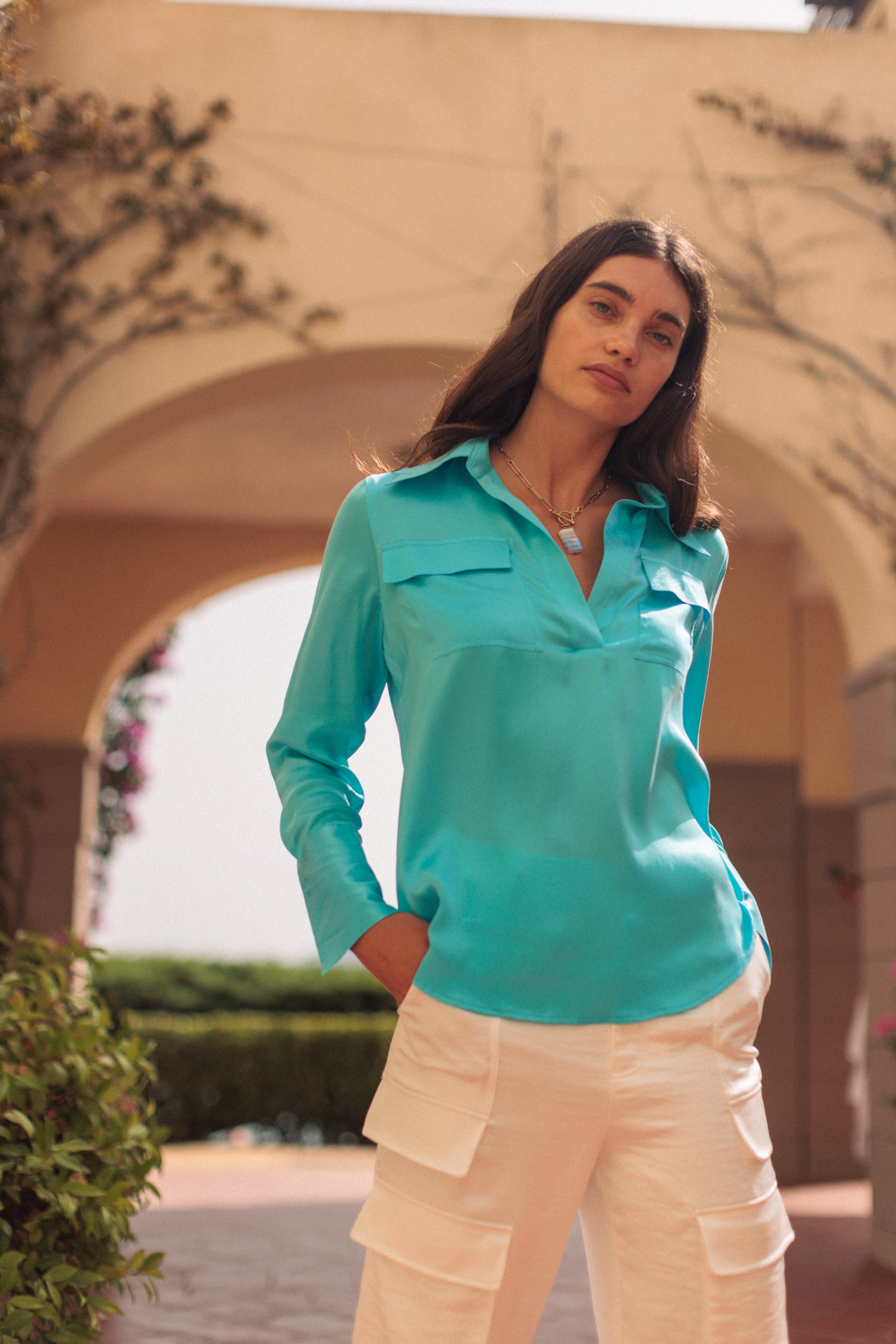 Kaia Blouse - Fiji Blue