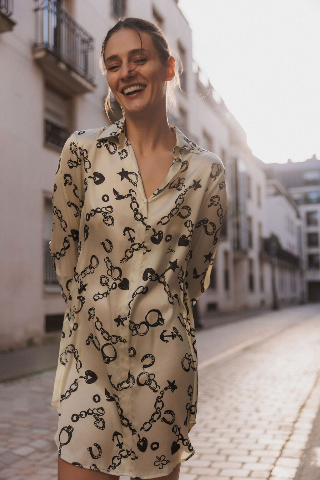 Daria Silk Shirt Dress - Charms