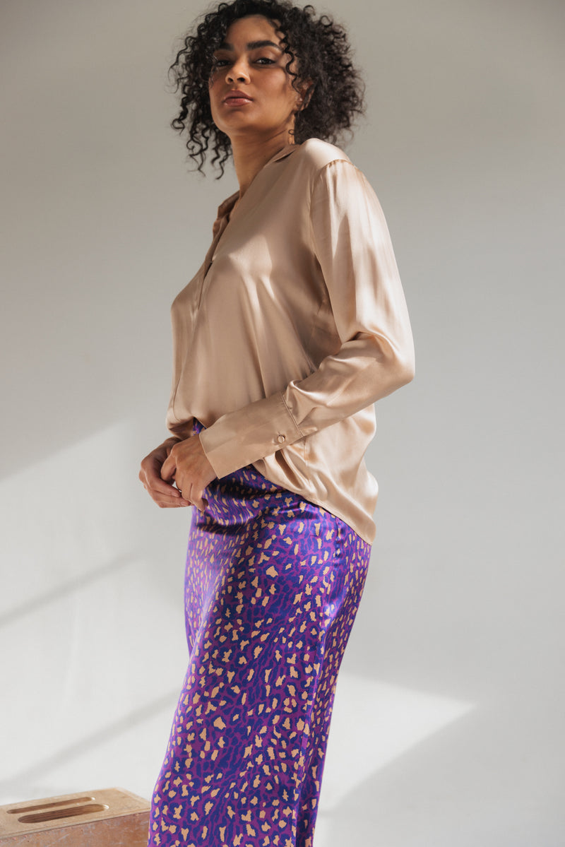 Siena Slip Skirt - Purple Leopard