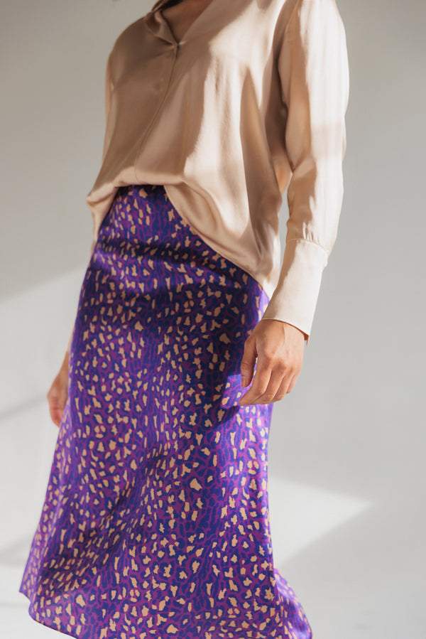 Siena Slip Skirt - Purple Leopard