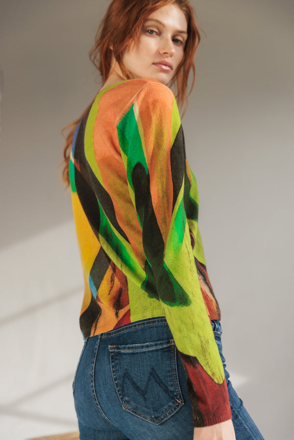 Crewneck Cashmere Sweater - Stella Print