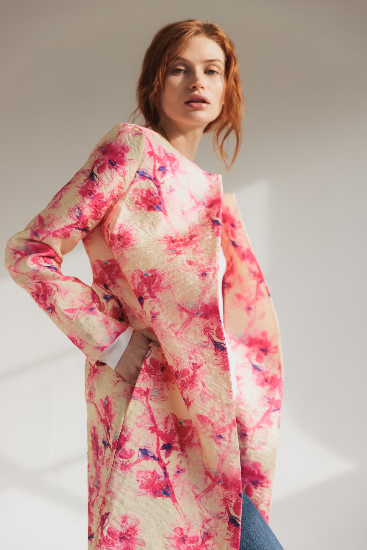 Margot Car Coat - Cherry Blossom