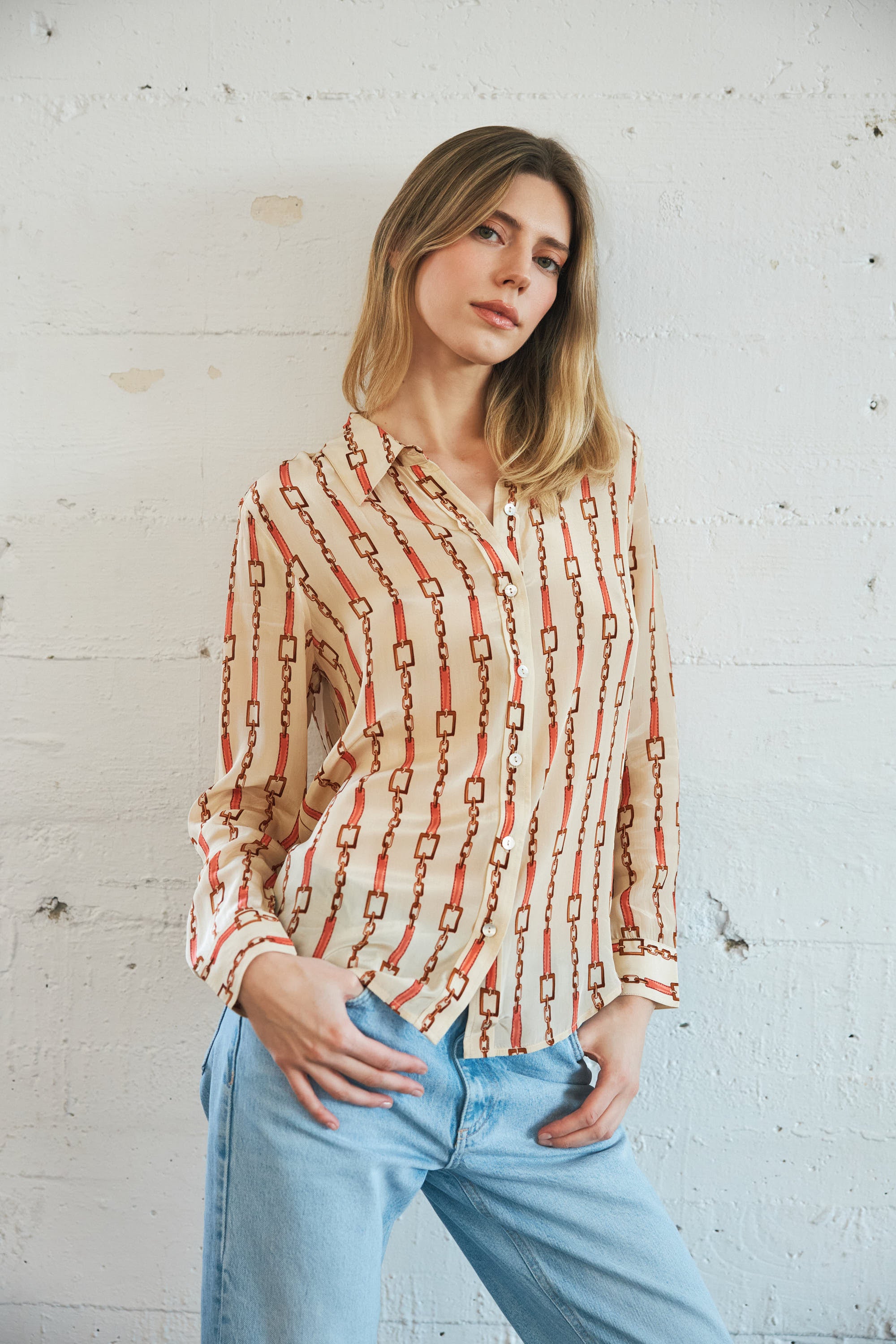 Sage Blouse - Coral Chain