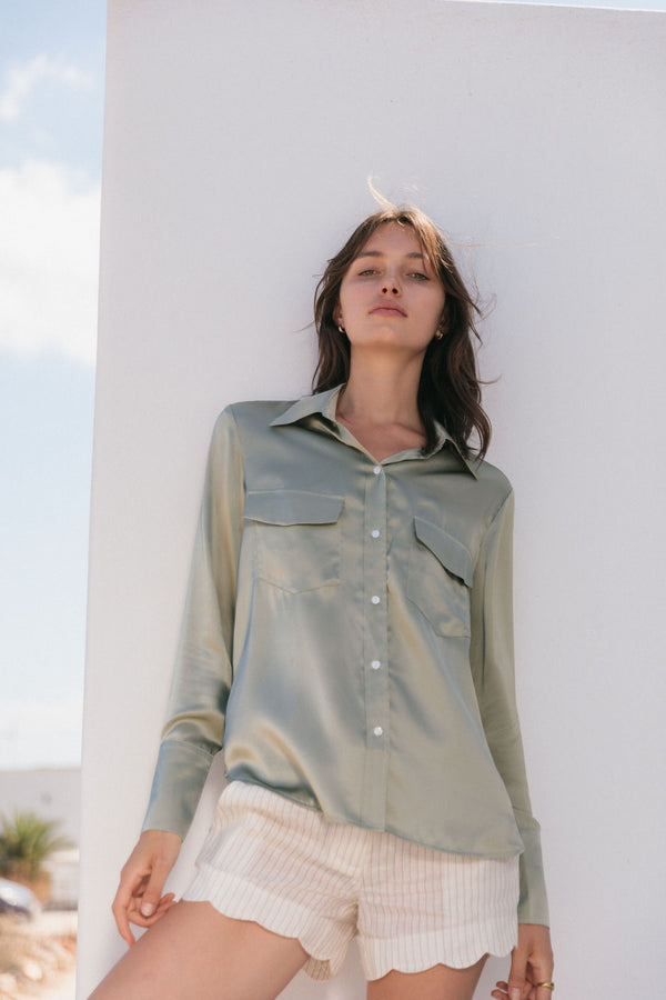 Kaia Button Down Blouse - Sage