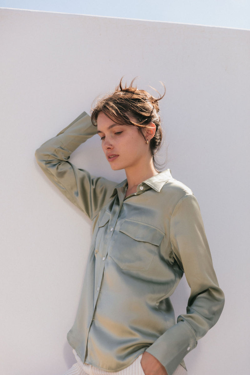 Kaia Button Down Blouse - Sage