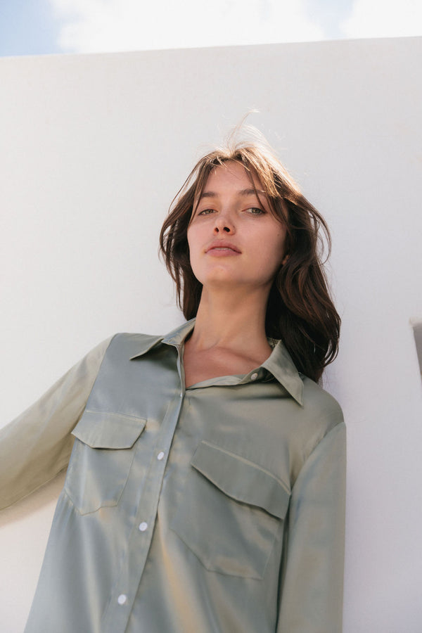 Kaia Button Down Blouse - Sage