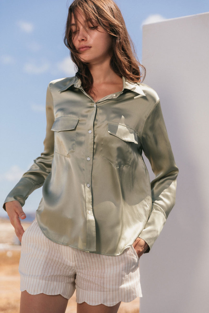 Kaia Button Down Blouse - Sage