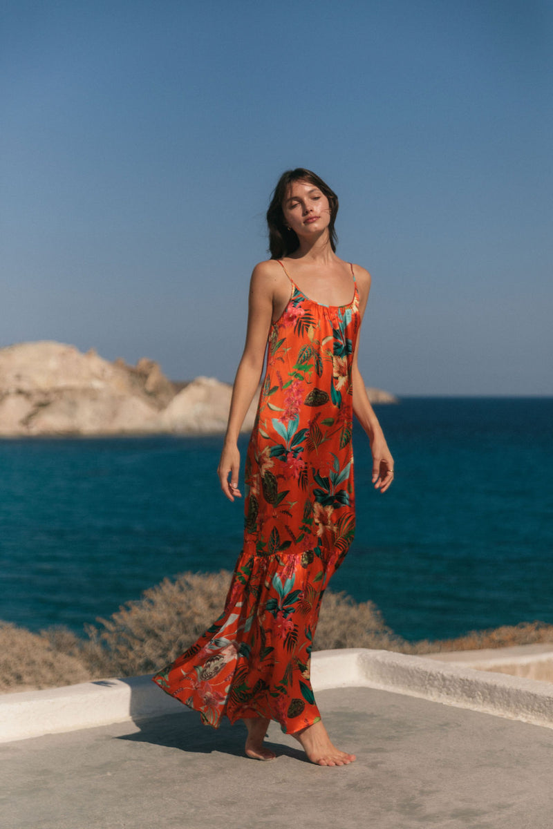 Symi Dress - Orange Tropical