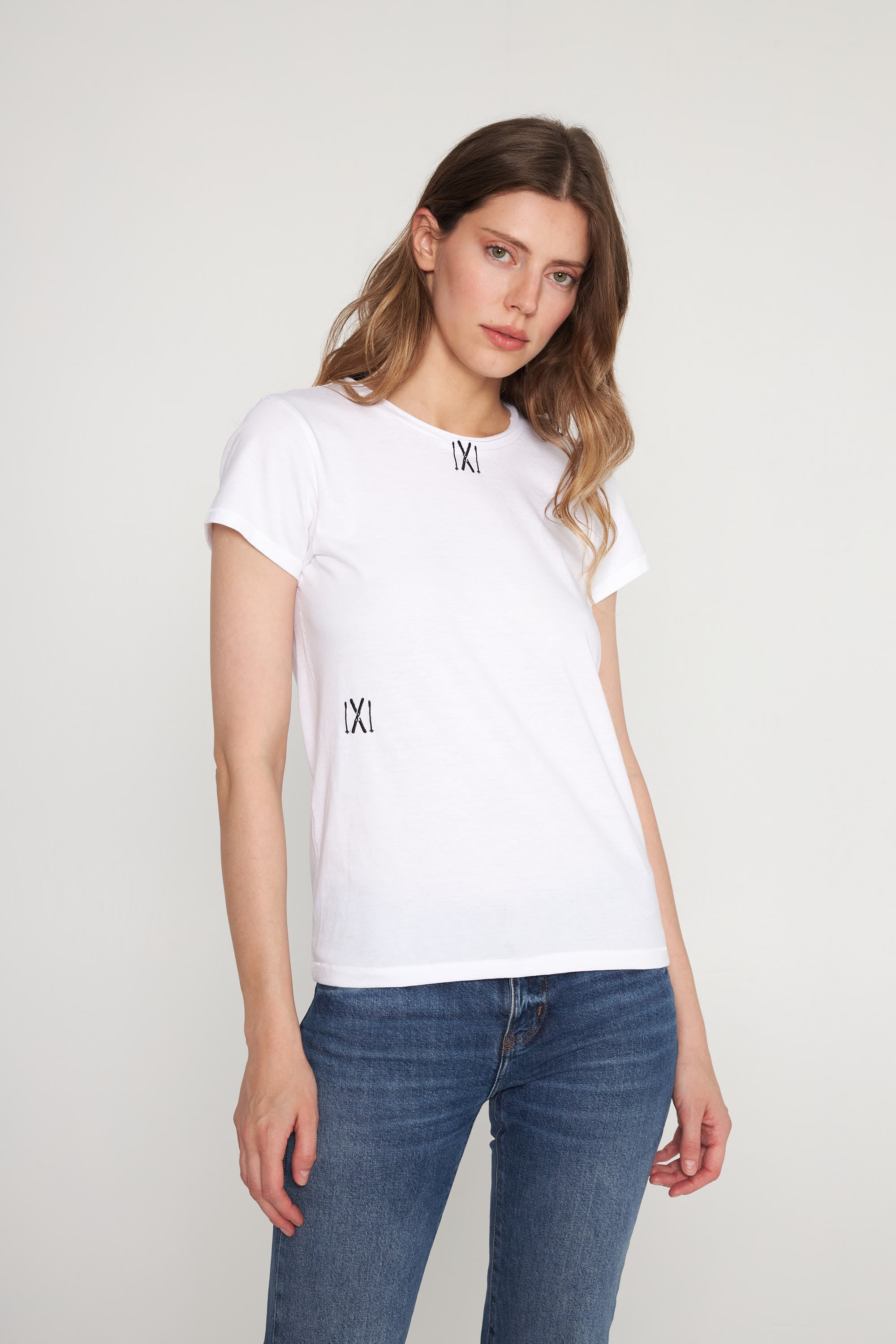 Embroidered Cotton T-Shirt - Skis