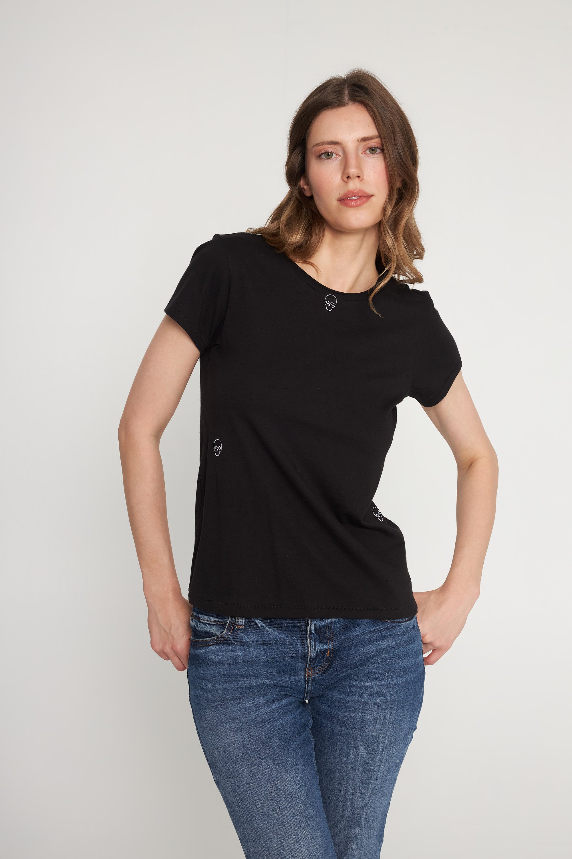 Embroidered Cotton T-Shirt - Skull