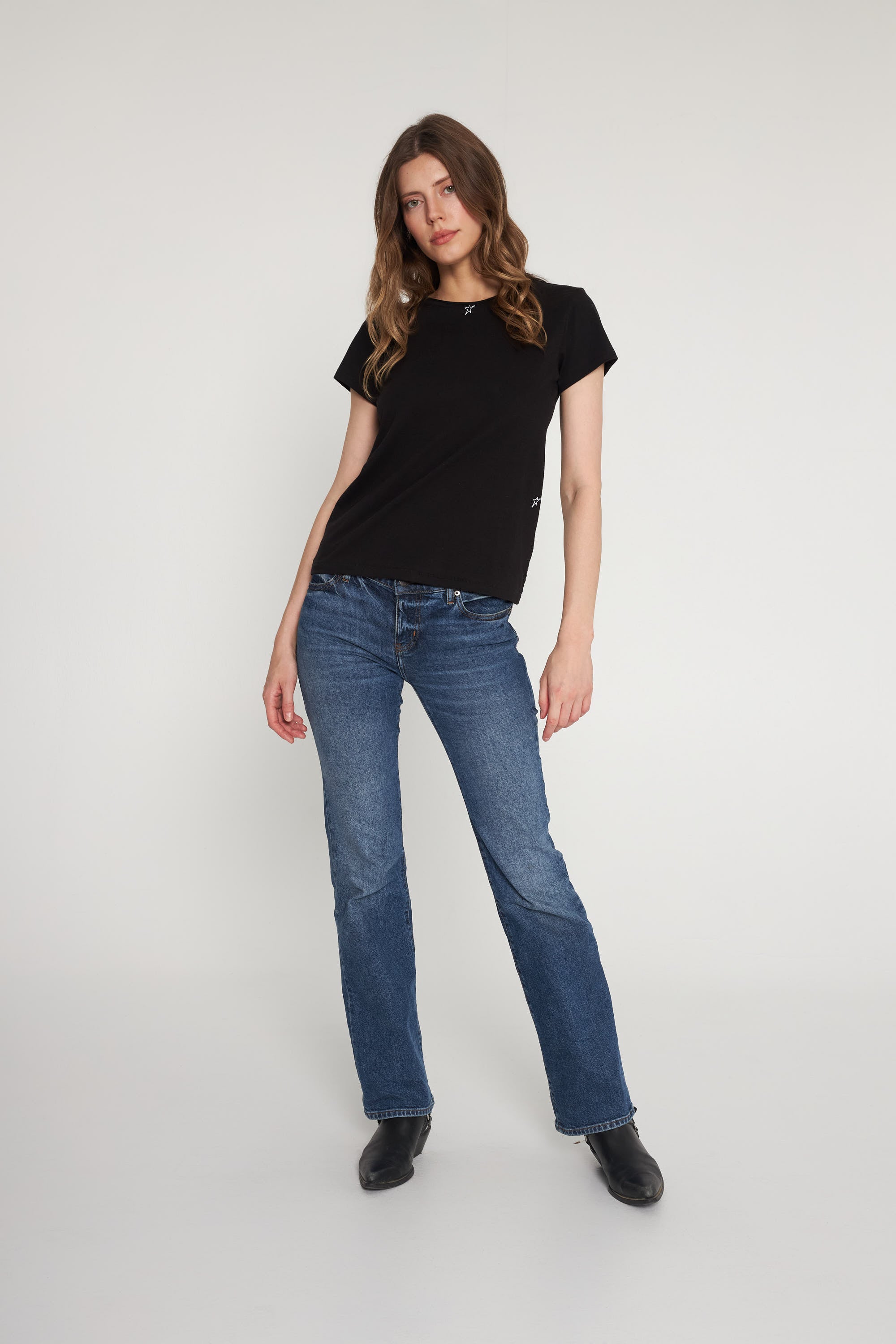 Embroidered Cotton T-Shirt - Black Star