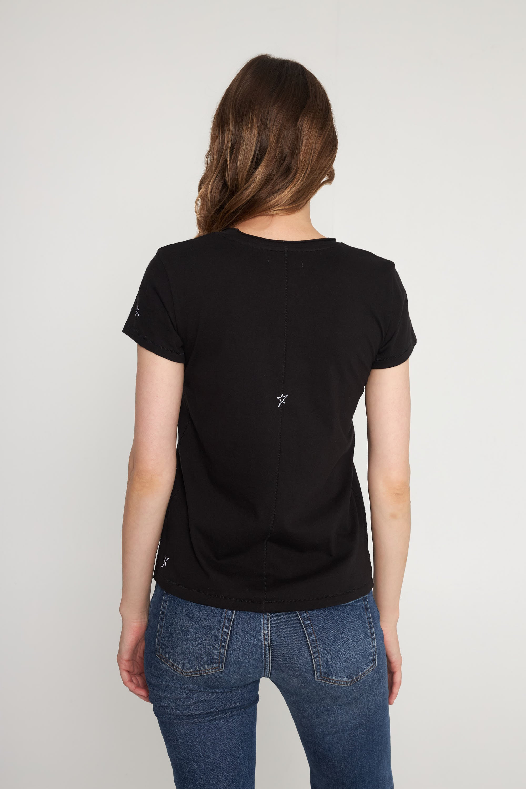 Embroidered Cotton T-Shirt - Black Star