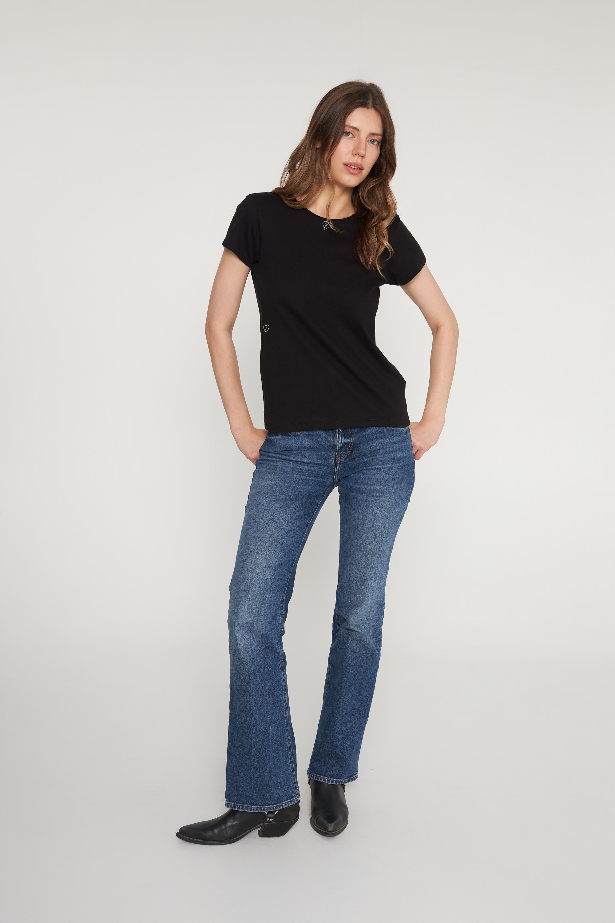 Embroidered Cotton T-Shirt - Bolt Heart