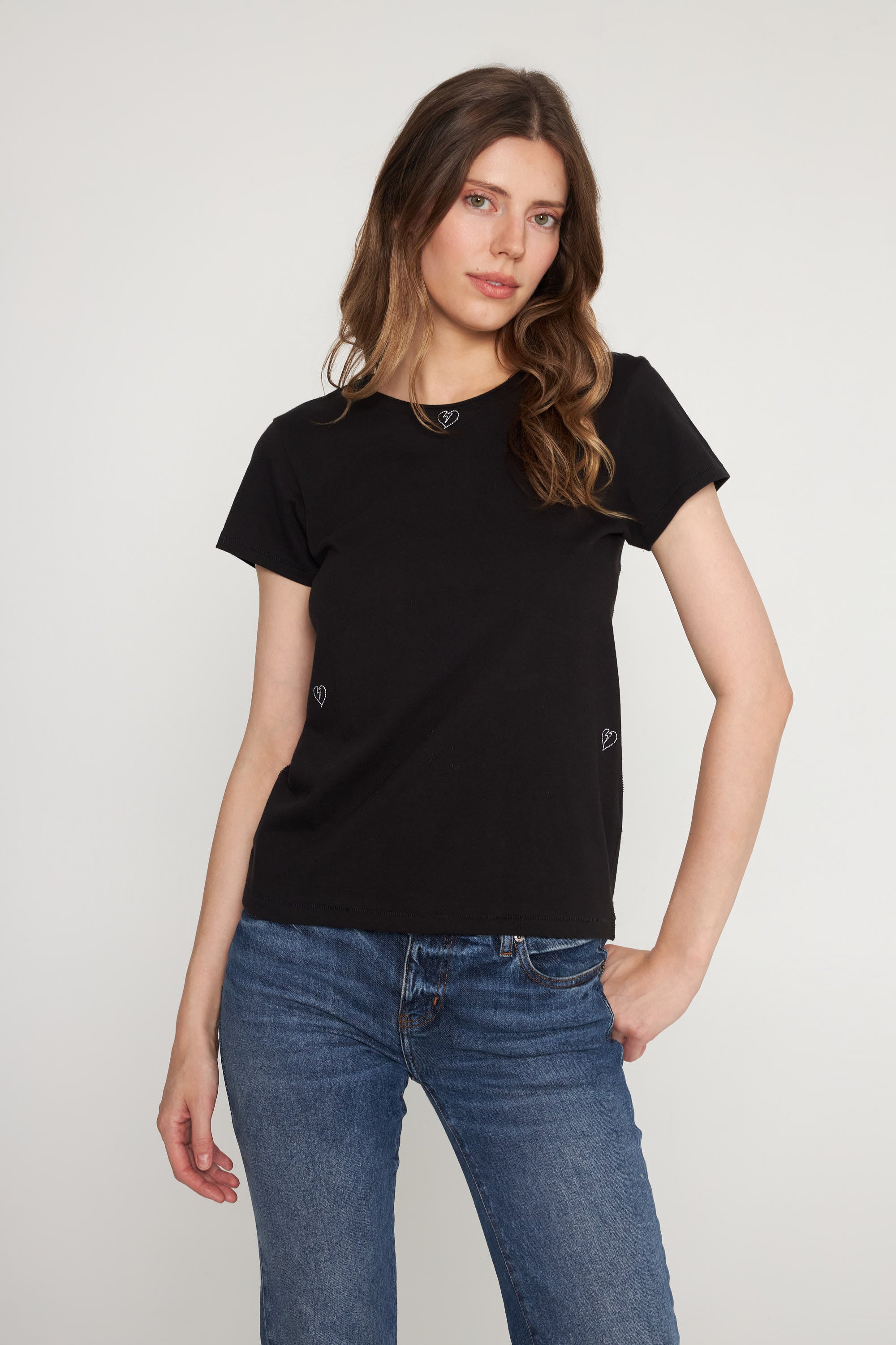 Embroidered Cotton T-Shirt - Bolt Heart