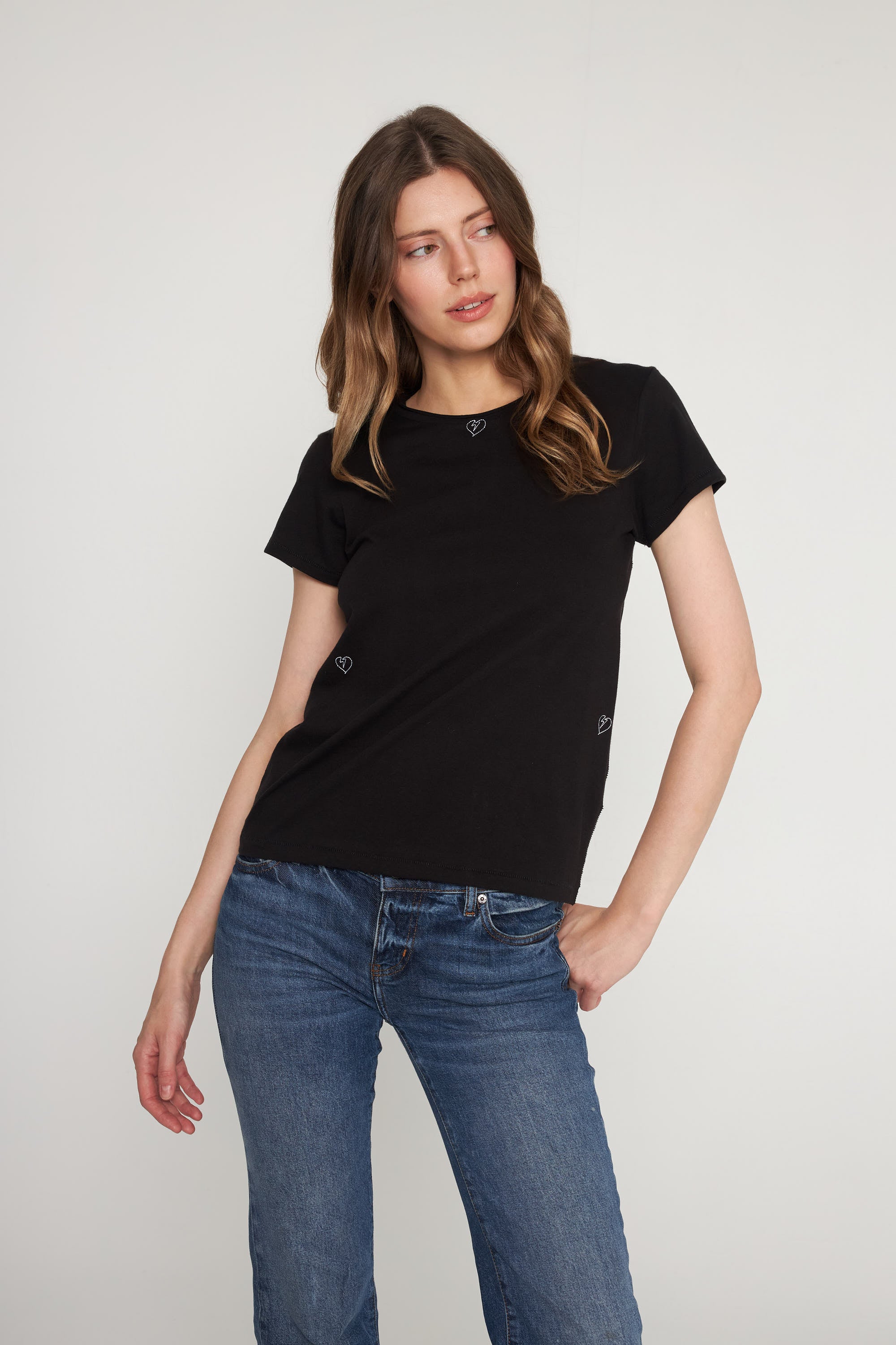 Embroidered Cotton T-Shirt - Bolt Heart