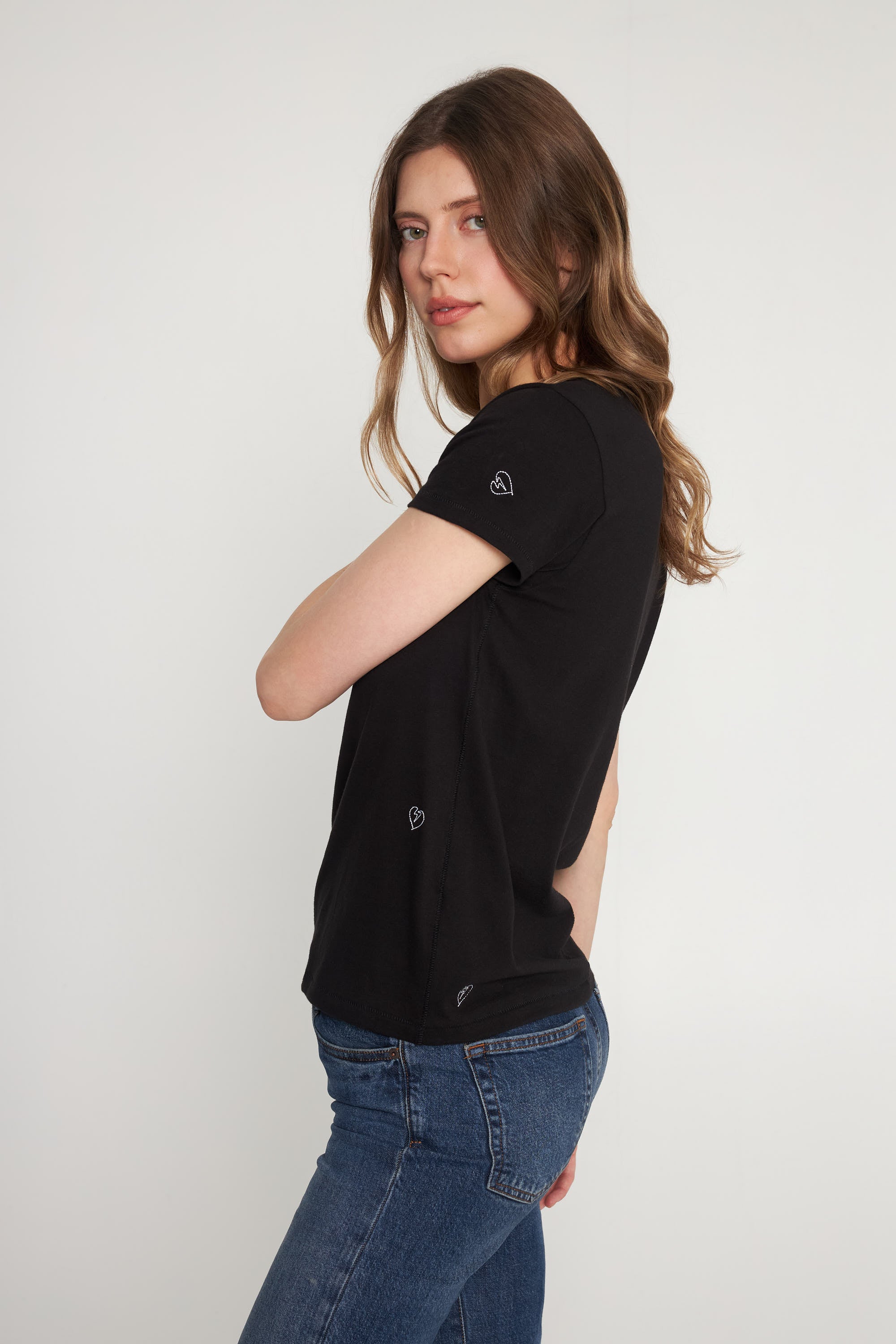 Embroidered Cotton T-Shirt - Bolt Heart