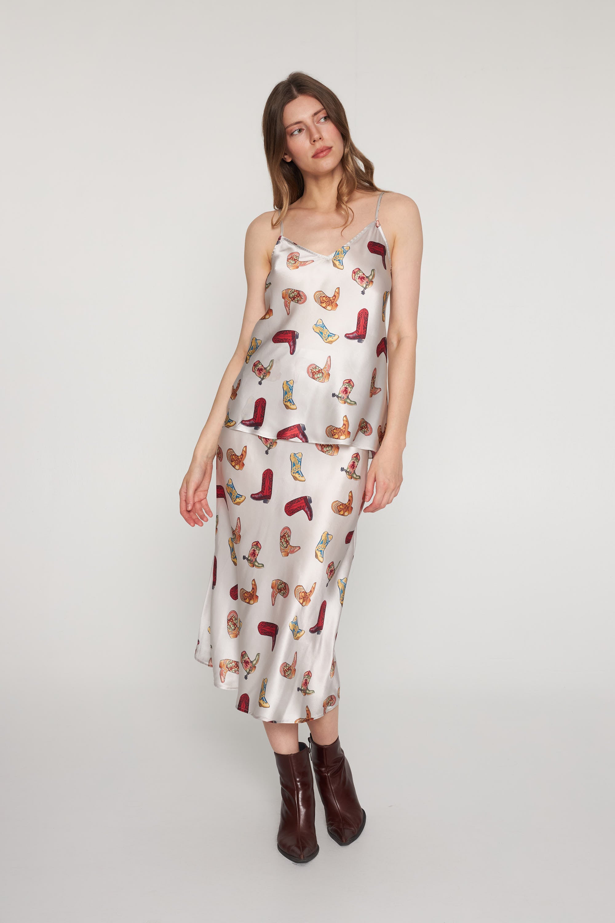 Siena Slip Skirt - Silver Boots
