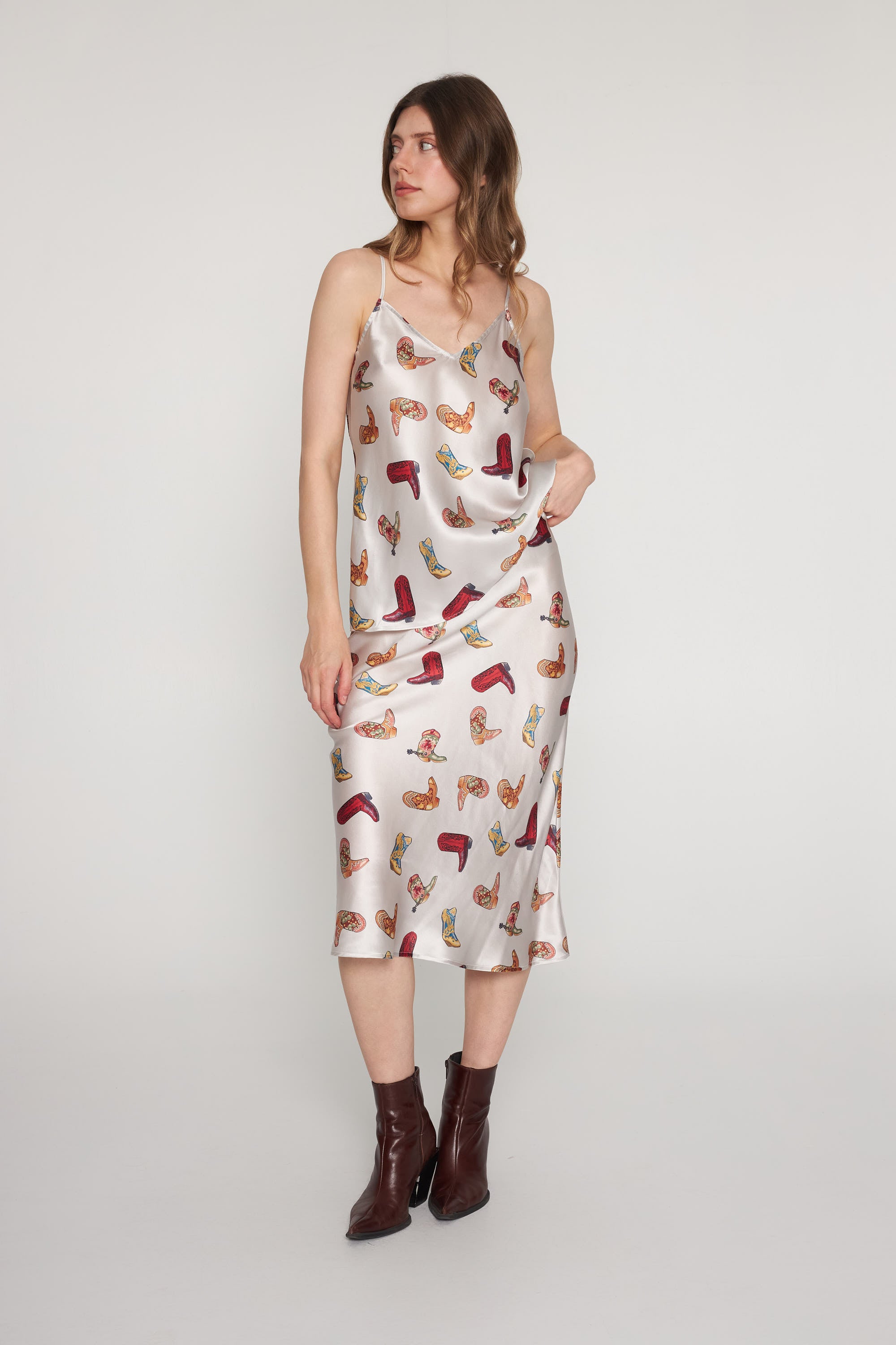 Siena Slip Skirt - Silver Boots