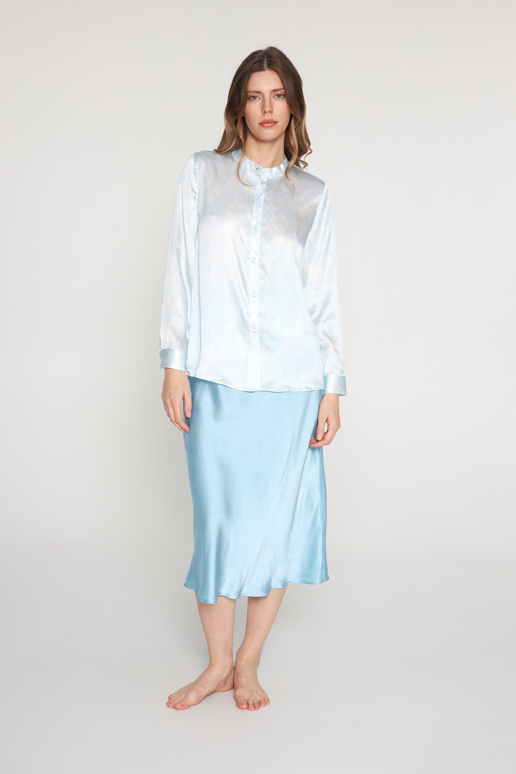 Laura Blouse - Sky Blue Snake