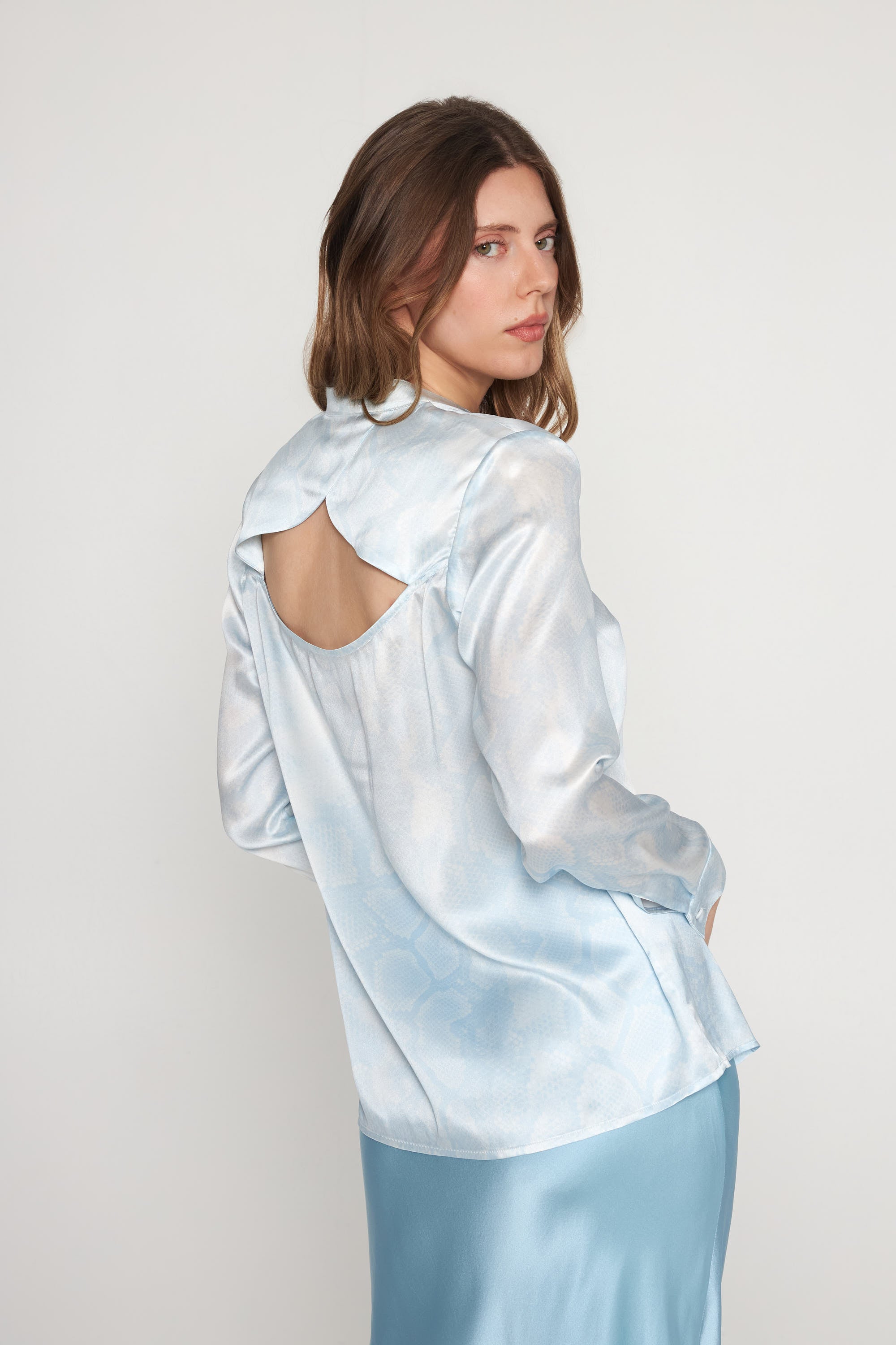 Laura Blouse - Sky Blue Snake