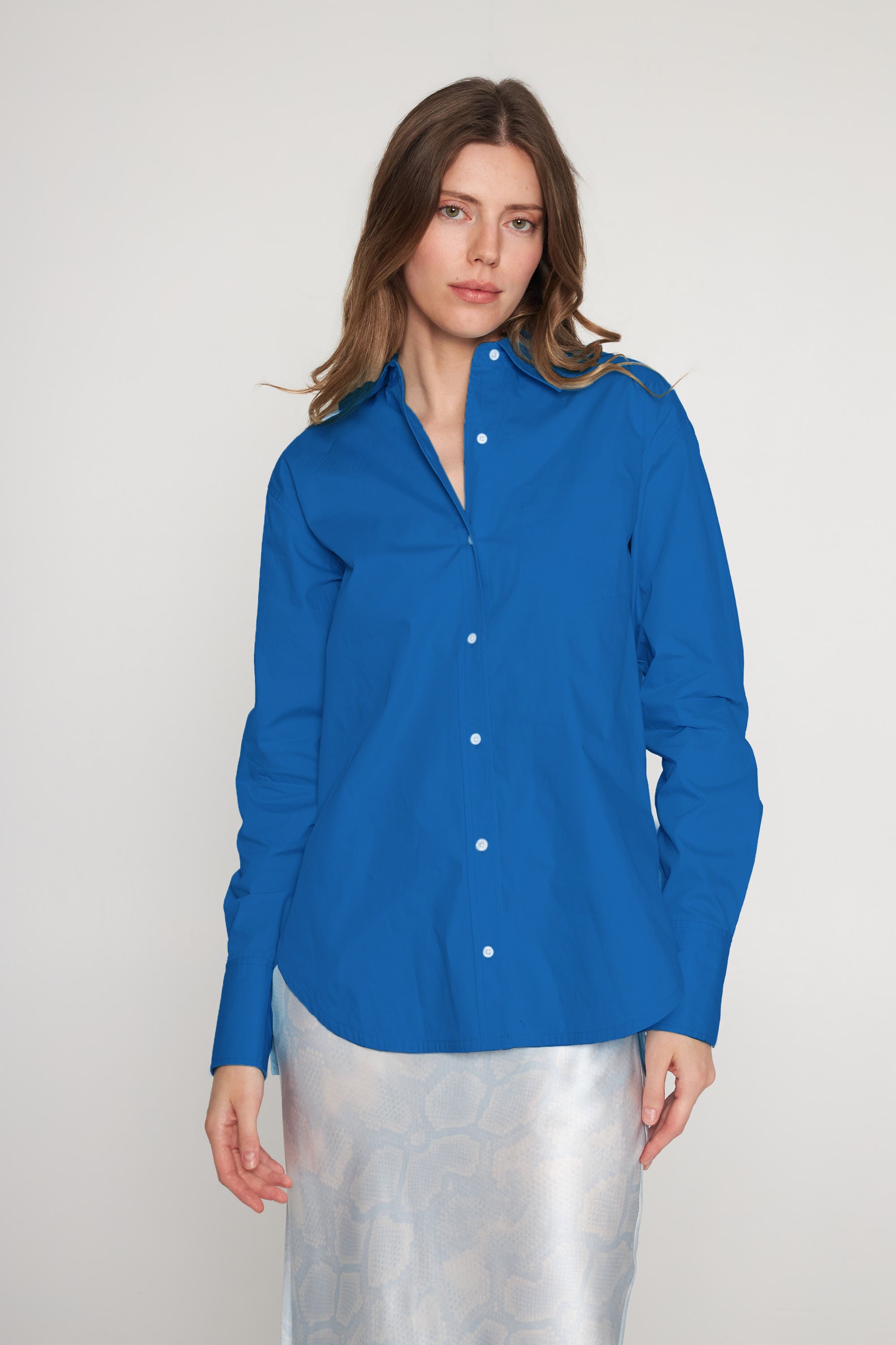 Eli Boyfriend Blouse - Cerulean Blue