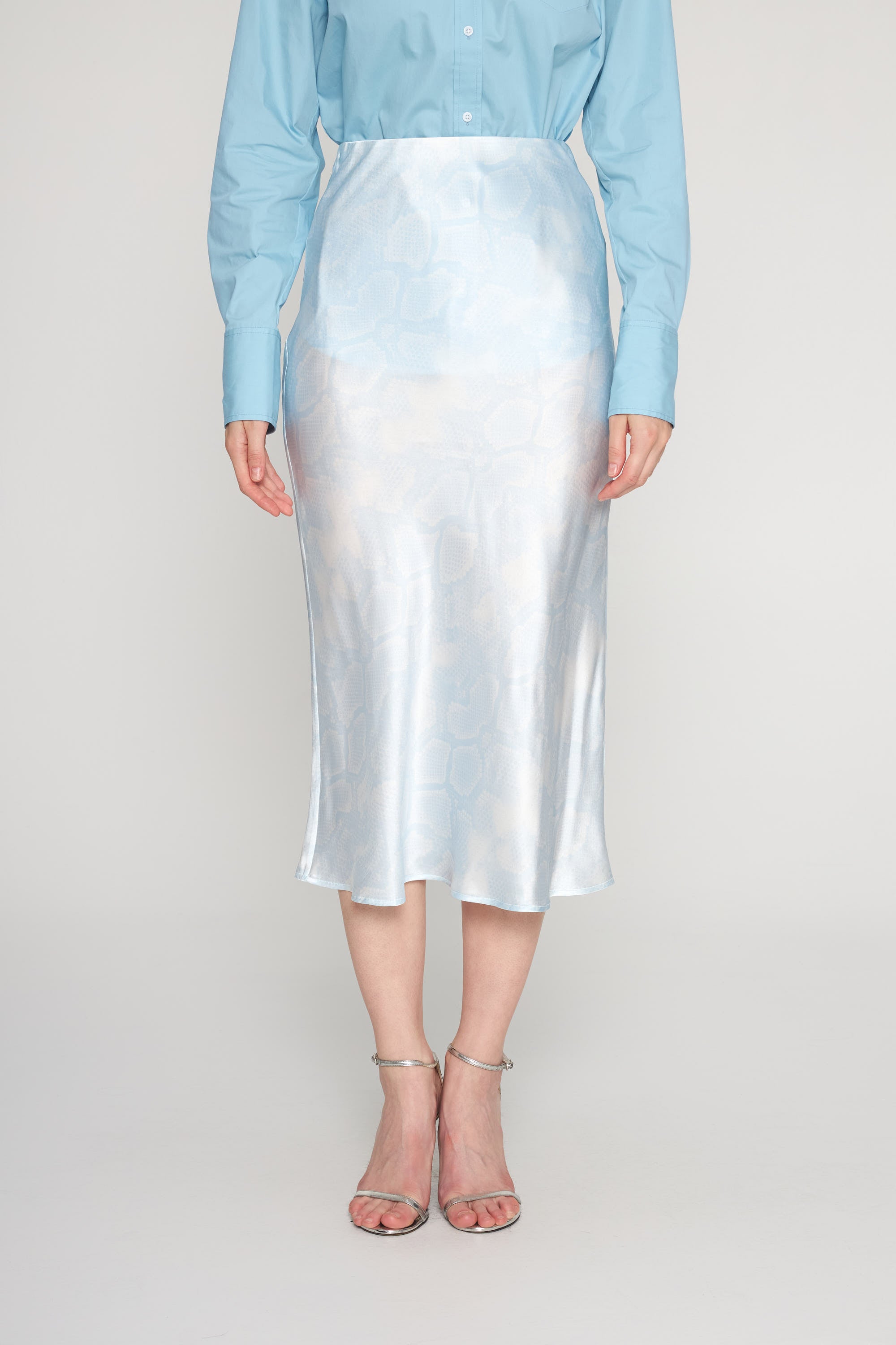 Siena Slip Skirt - Sky Blue Snake