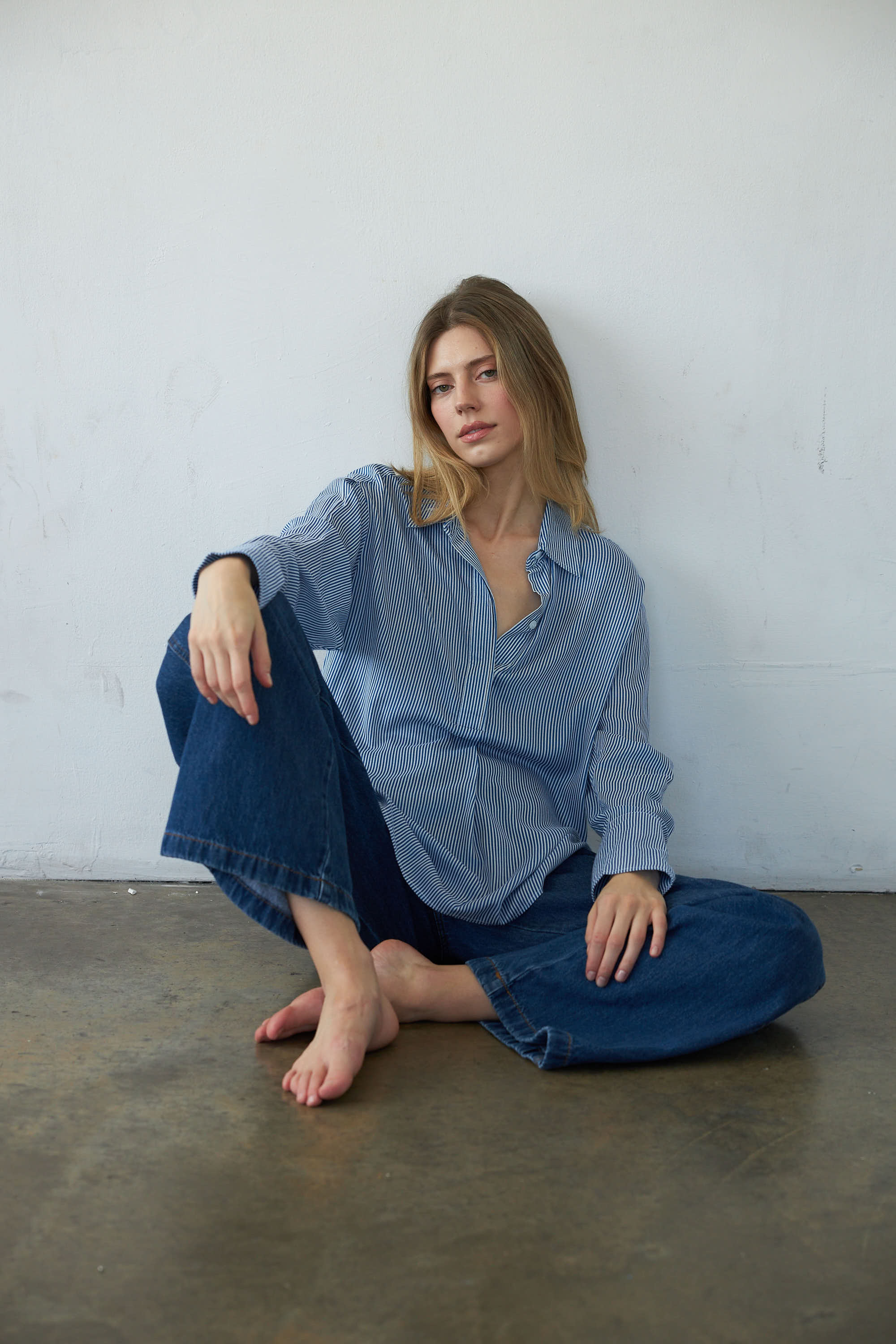 Daria Boyfriend Blouse - Blue Stripe