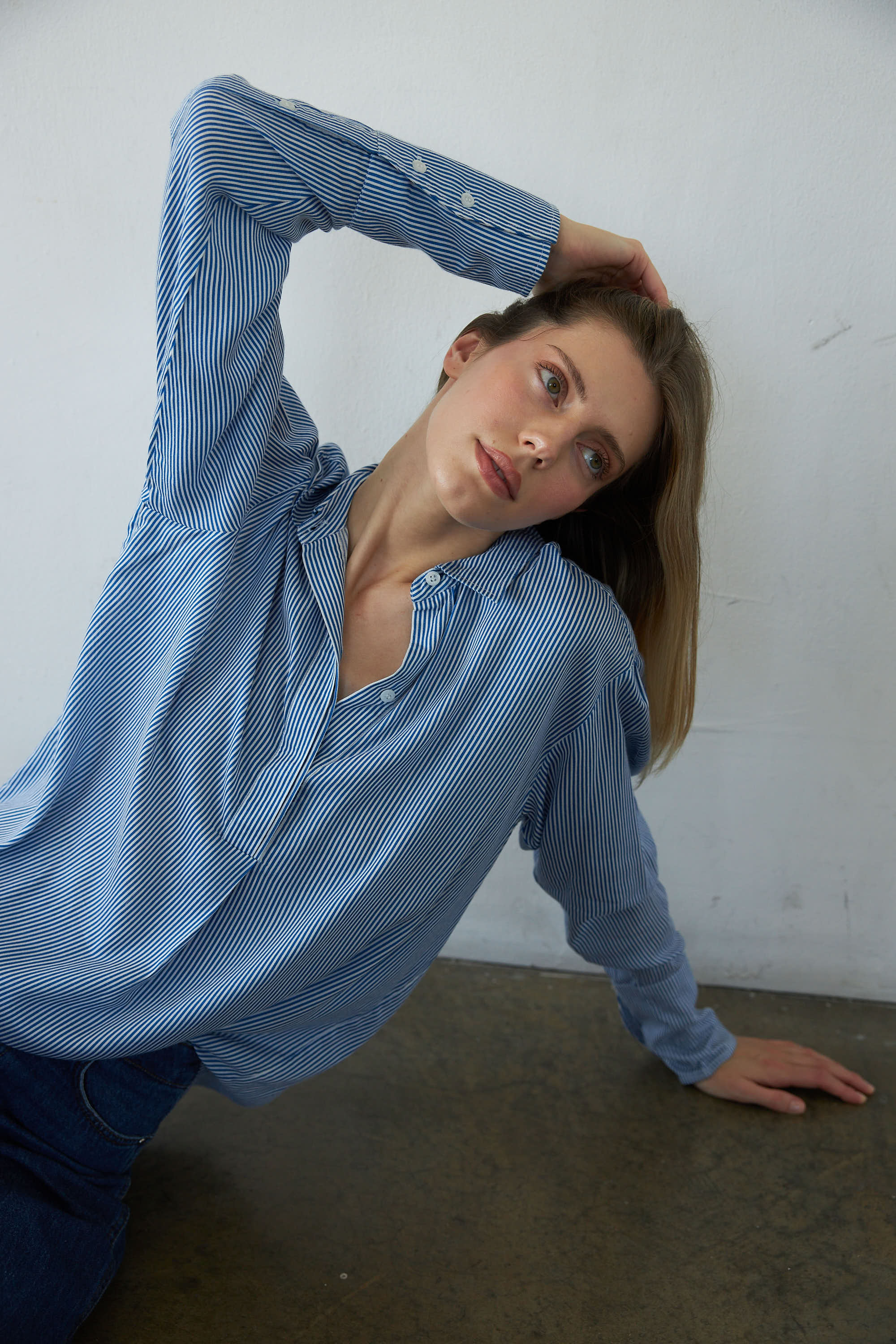 Daria Boyfriend Blouse - Blue Stripe