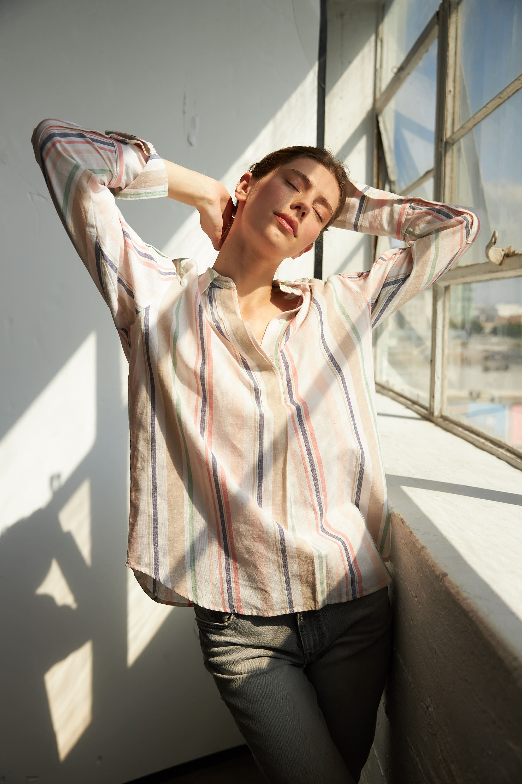 Daria Boyfriend Blouse - Pastel Stripe