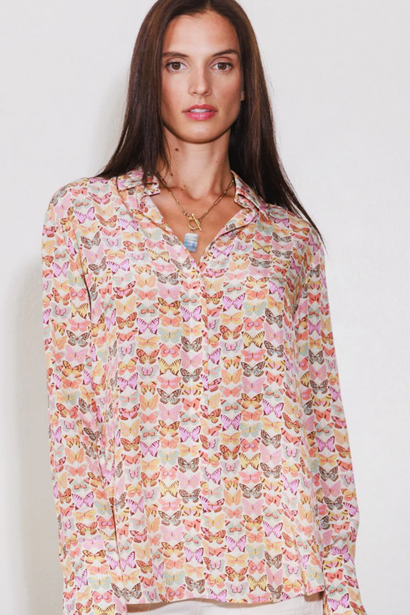 Daria French Cuff Silk Blouse - Classic Butterfly