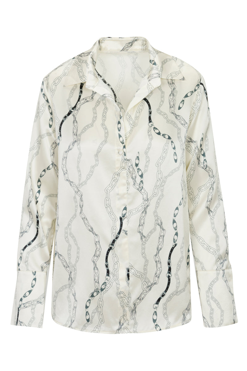 Daria French Cuff Silk Blouse - White Chain