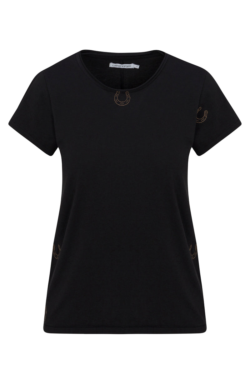 Embroidered Cotton T-Shirt - Black Horseshoe