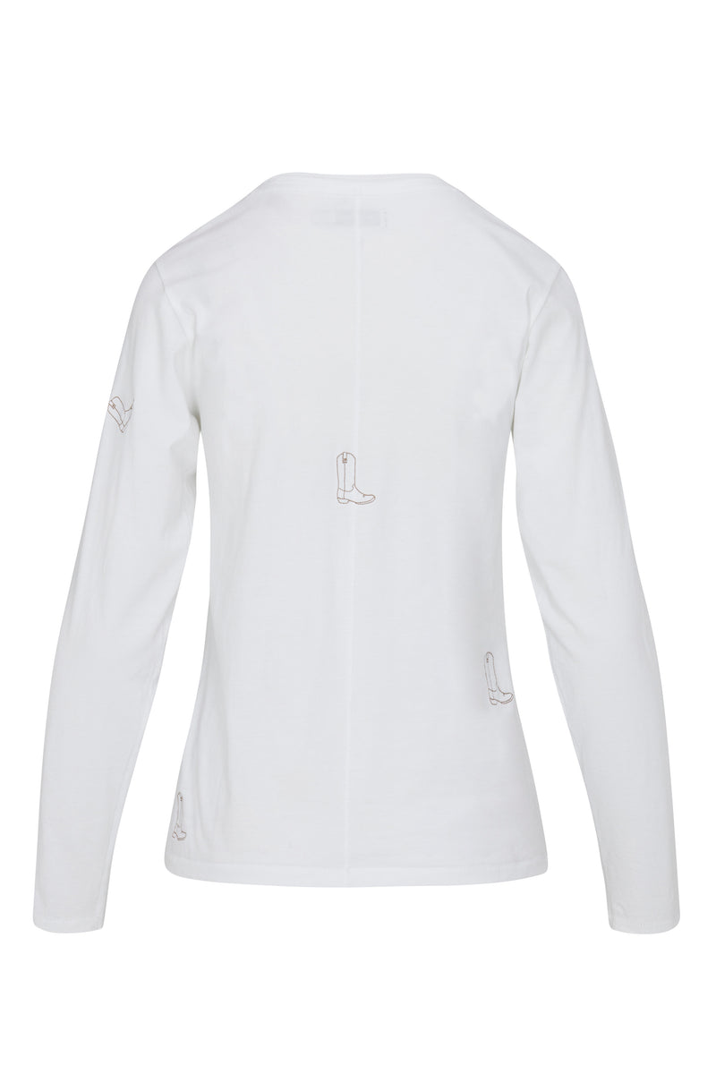 Embroidered Cotton T-Shirt Long Sleeve - Boot