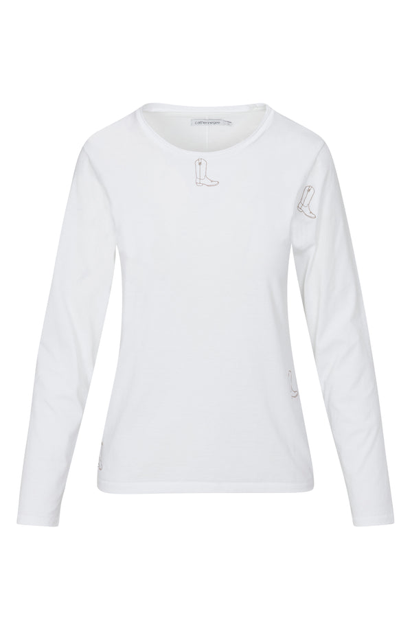 Embroidered Cotton T-Shirt Long Sleeve - Boot