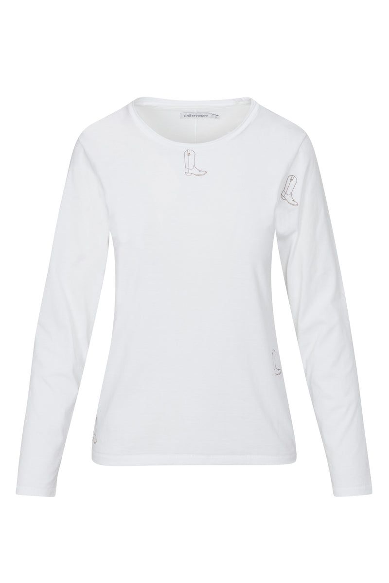Embroidered Cotton T-Shirt Long Sleeve - Boot
