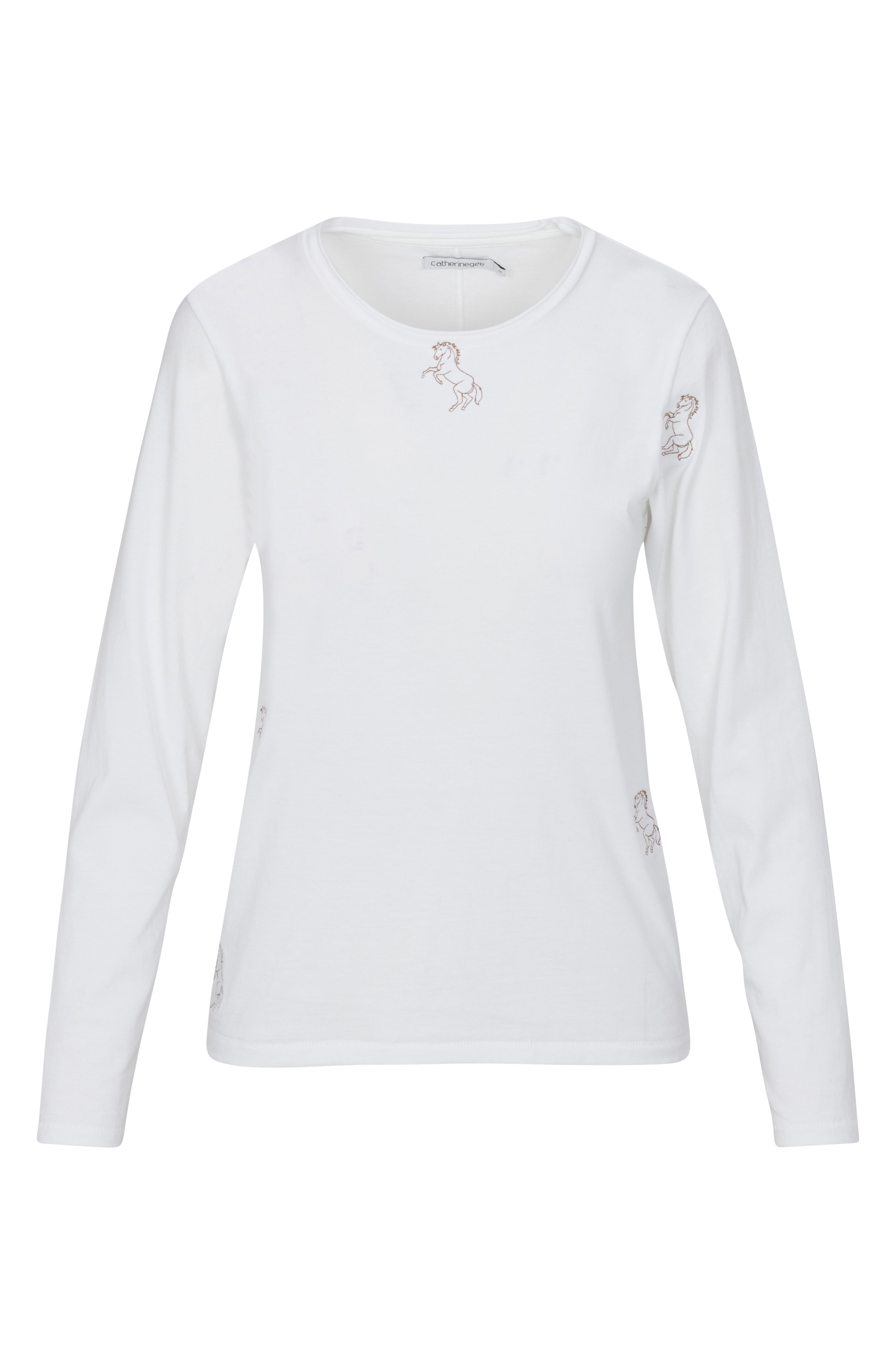 Embroidered Cotton T-Shirt Long Sleeve - Horse