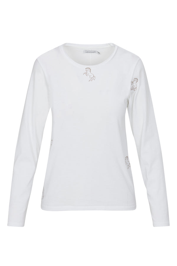Embroidered Cotton T-Shirt Long Sleeve - Horse